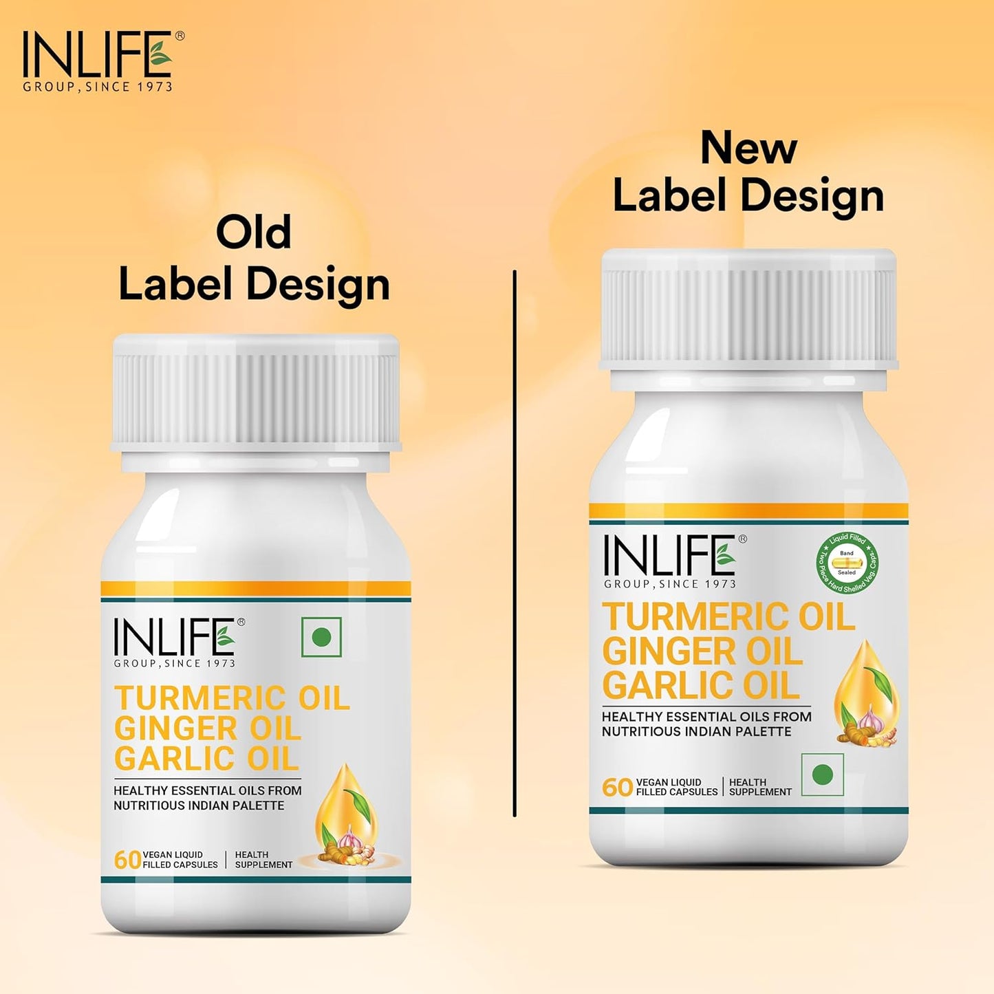 INLIFE Turmeric Oil Ginger Oil Garlic Oil Capsule, Faster Absorption than Extract, Immunity support, Heart Health Supplement for Adults Men & Women – 60 Liquid Filled Vegetarian Capsules (Pack of 1)