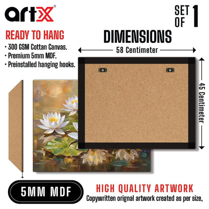 White Lotus Painting For Wall Vastu | Canvas Painting for Living Room