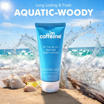 mCaffeine By The Blues Perfume Body Lotion 200ml | 5% Niacinamide & Glutathione for Brightening & Detan | Aquatic-Woody Fragrance | 72H Moisturization| Daily Use Summer Cream Bodylotion for Men & Women