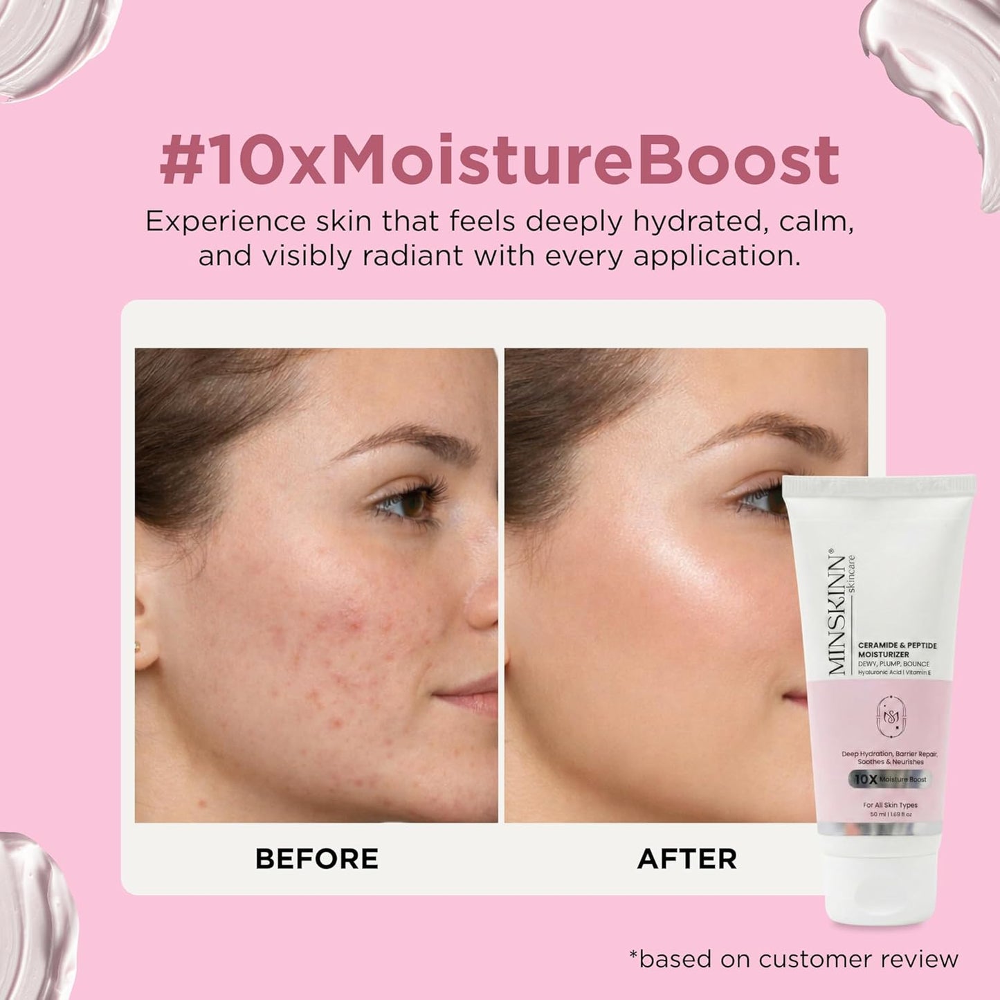 Minskinn Korean Anti-Aging Face Cream 50ml | Ceramide Peptide Moisturizer | Dry & Sensitive Skin | K-Beauty Science Formula with Ceramide & Peptide Complex for Visible Anti-Aging Results