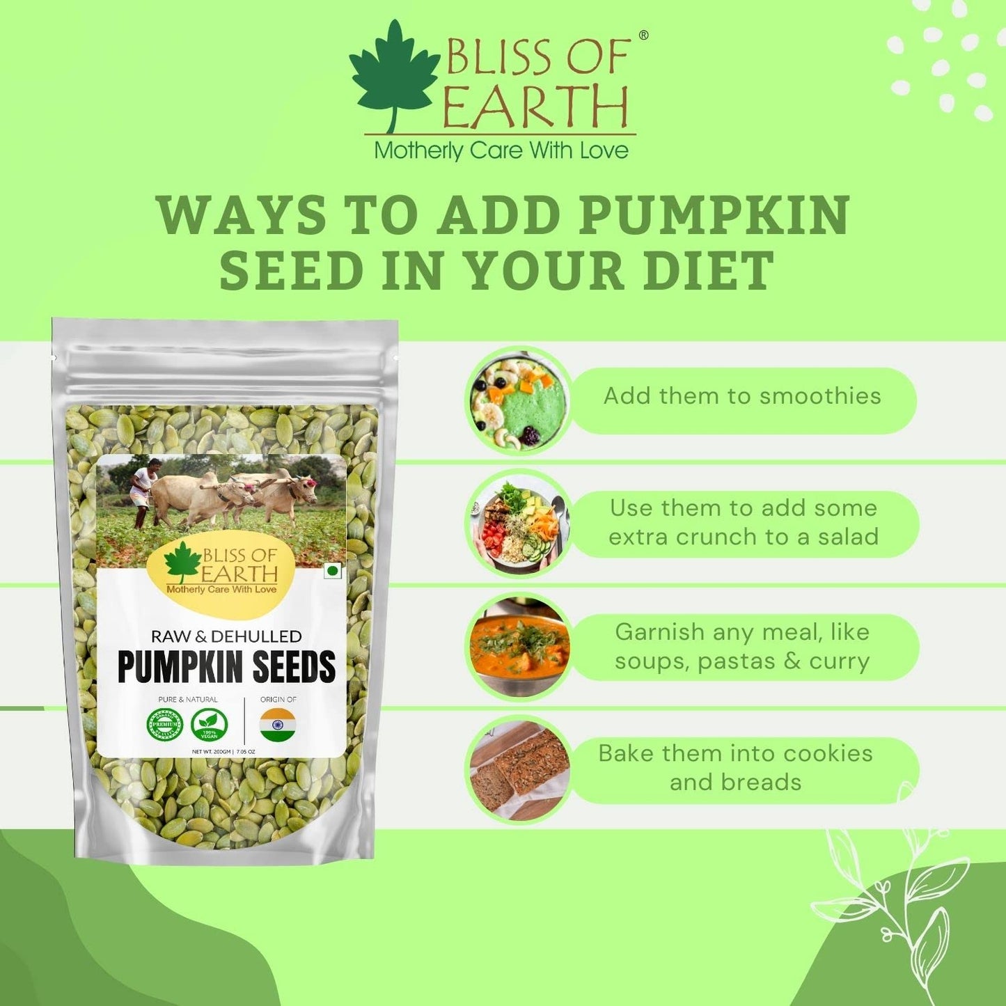 Bliss of Earth Pumpkin Seeds 1kg - Dehulled Pumpkin Seeds for Eating & Weight Management - Organic immunity Health diet Superfood