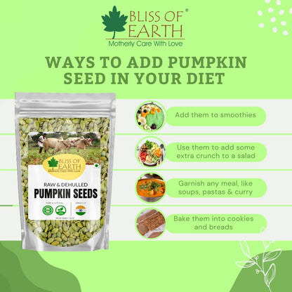 Bliss of Earth Pumpkin Seeds 200gm - Dehulled Pumpkin Seeds for Eating & Weight Management - Natural and Organic Superfood for Immunity Support and a Healthy Diet