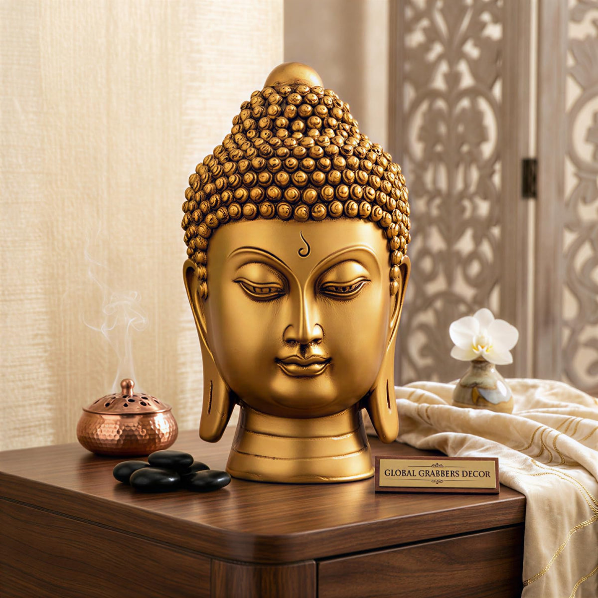 Buddha Idol Statue | Show Pieces for Home Decor Living Room (GOLDEN4)
