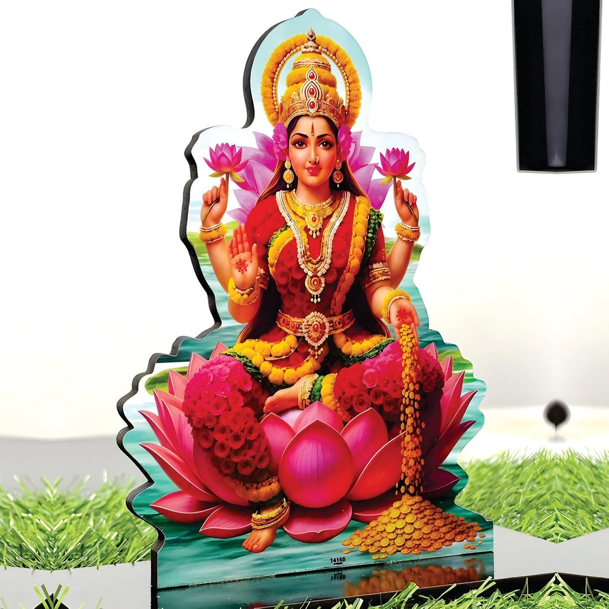 Wooden Goddess Lakshmi Idol | Laxmi Murti Showpiece for Home, Pooja Room, Office Desk, Diwali & Housewarming Gift | Spiritual Decor Statue (6 x 6.2 Inch)