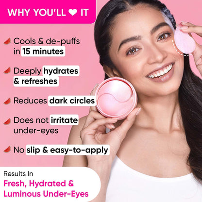 Zephivo Dot & Key Watermelon Cooling Hydrogel Under Eye Patches for Dark Circles & Puffiness Reduction | With Hyaluronic & Niacinamide | Eye Patches | Instantly Hydrates, Cools & De-Puffs | 60 Patches
