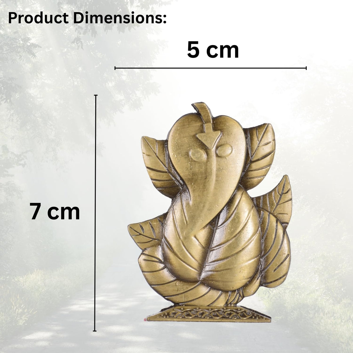 Ganpati Idol for Car Dashboard – Brass Finish Leaf Design Ganesh Ji Murti for Temple, Car & Office Decor (S910-BRS)