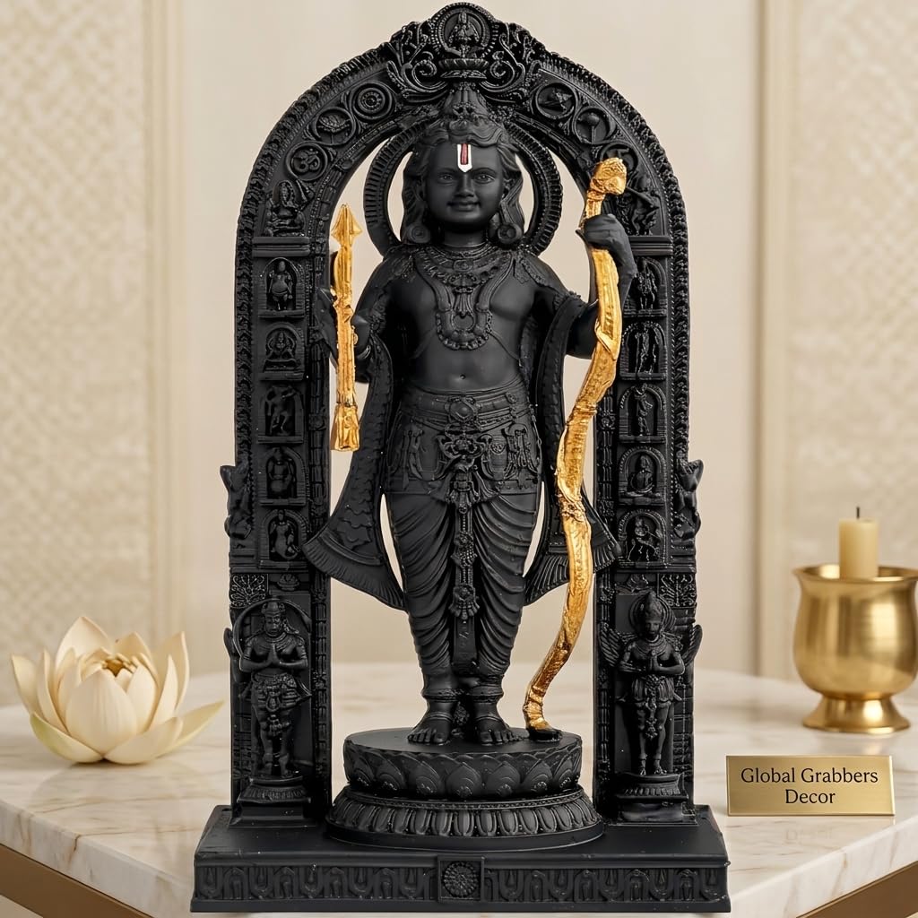 Polyresin 3D Ram Lalla Ayodhya Idol Statue Showpiece Murti for Home Decor Decoration Gift Gifting Items