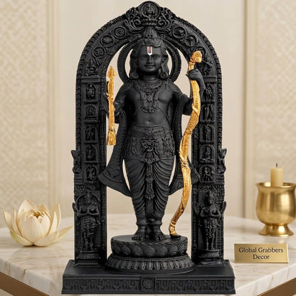 Polyresin 3D Ram Lalla Ayodhya Idol Statue Showpiece Murti for Home Decor Decoration Gift Gifting Items