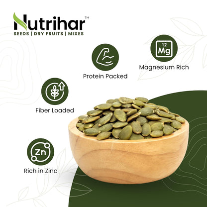 Nutrihar Roasted Pumpkin Seeds 100g | AAA Grade | Unsalted & Roasted Pumpkin Seeds for Eating | No Added Oil | Protein Rich Seeds