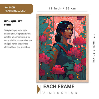 Modern Wall Art Home Decoration Paintings With Frame For Living Room Bed Room Hotel Wall Decor Digital Reprint Set of 3 (13X17 inch)