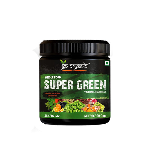 Go Organic Super Greens Powder (300g) | Organic Superfoods with Spirulina & Chlorella | Gluten-Free, Plant-Based Nutrition Drink for Immunity & Energy (Pack of 1)