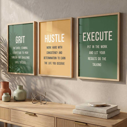motivational quotes wall frames posters for room office wall decoration items Wall Decor Digital Reprint engineered wood Set of 3 (13X17 inch)