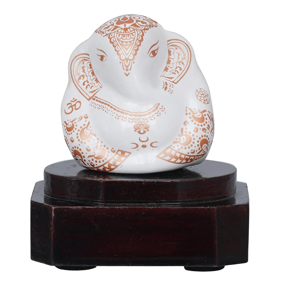 Handcrafted Polyresin White & Orange Lord Ganesha Idol for Home, Temple, Pooja Room, Office, and Car Dashboard - Divine God Idol Perfect for Diwali, Ganesh Chaturthi, Birthday Gift Giving