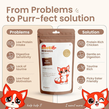Nootie Purr Treats Fish Tenders Cat Treats, High Protein, 50g