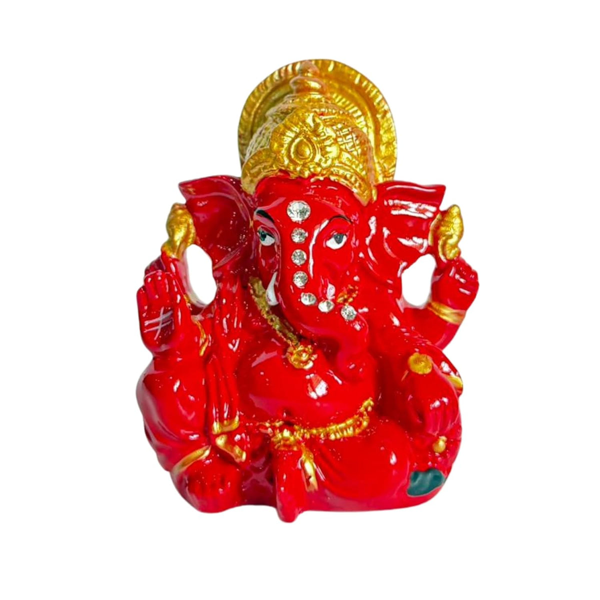 eCraftIndia Red Golden Blessing Ganesha Statue | Lord Ganesha Idol for Home Decor Car Dashboard | Ganesh Ganpati Murti Gift for Diwali Housewarming Birthday