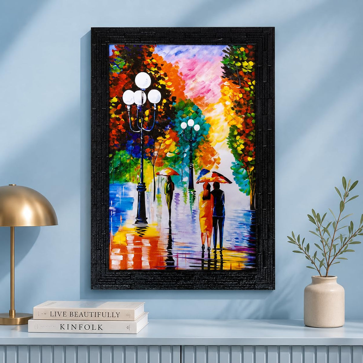 Abstract Art Wooden Framed Painting | Ready to Hang- (Wooden Frame, Multicolor, 10inch x 14 inch)