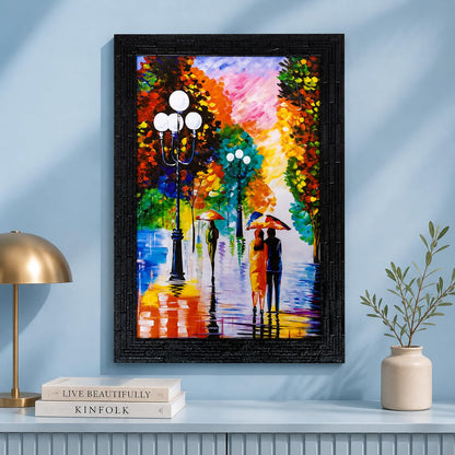 Abstract Art Wooden Framed Painting | Ready to Hang- (Wooden Frame, Multicolor, 10inch x 14 inch)