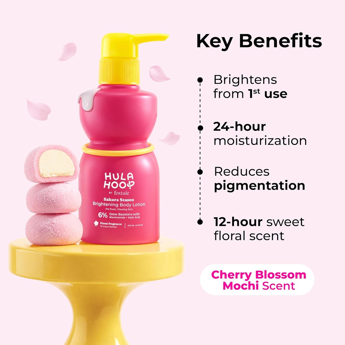 FoxTale Hula Hoop Brightening Body Lotion by Foxtale| Niacinamide + Kojic Acid + SPF30 | Moisturizes, Brightens, & Even Tones Skin | Prevents Tanning & Sun Damage | Light & Grease-Free | 200ml