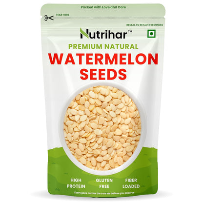 Nutrihar Raw Watermelon Seeds 100g | Double Cleaned & Unpolished | Watermelon Seeds for eating | High Protein | Magaj Seeds 100g