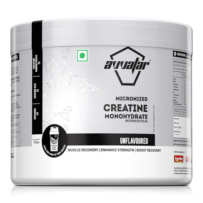 Avvatar Micronized Creatine Monohydrate supplement container on a white background