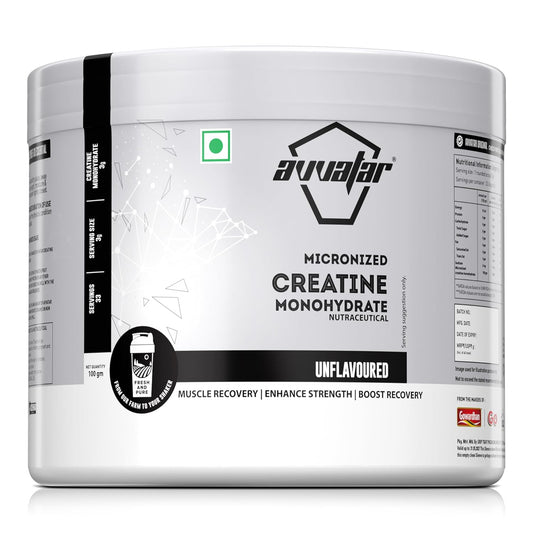 Avvatar Micronized Creatine Monohydrate supplement container on a white background