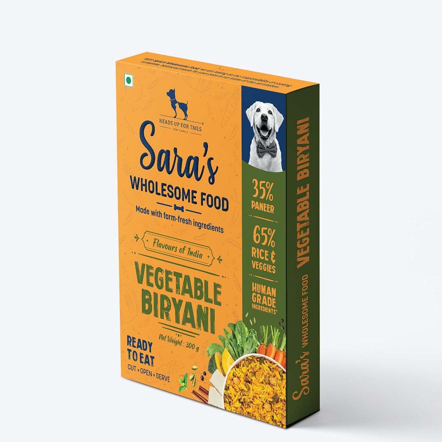 Sara's Wholesome by HUFT Vegetable Biryani Wet Dog Food – 300 gm | Human-Grade Ingredients | High-Protein Veg Meal | Natural & Preservative-Free | Suitable for Puppies & Adult Dogs