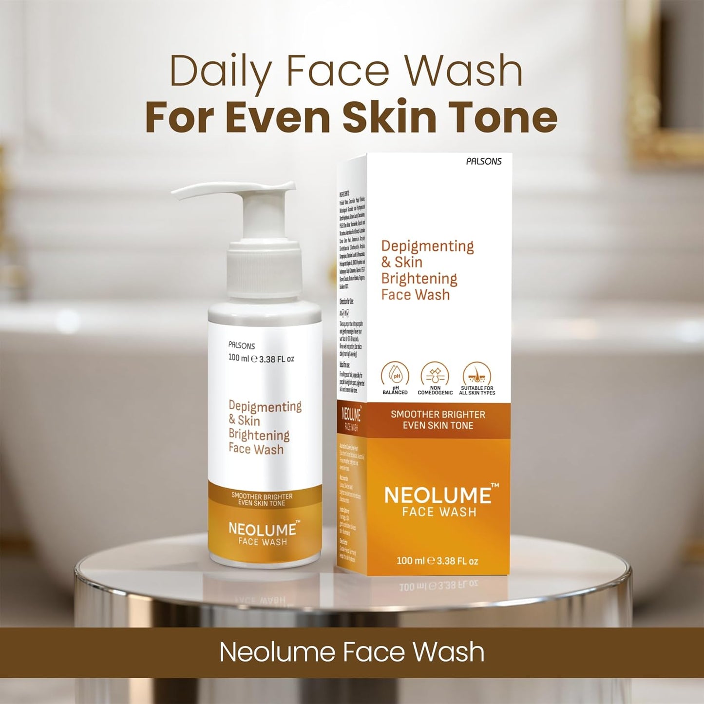 Neolume Brightening Face Wash | Skin Lightening Cleanser with Lime Pearl & Niacinamide | Gently Exfoliates, Evens Skin Tone & Supports Pigmentation Care | For All Skin Types