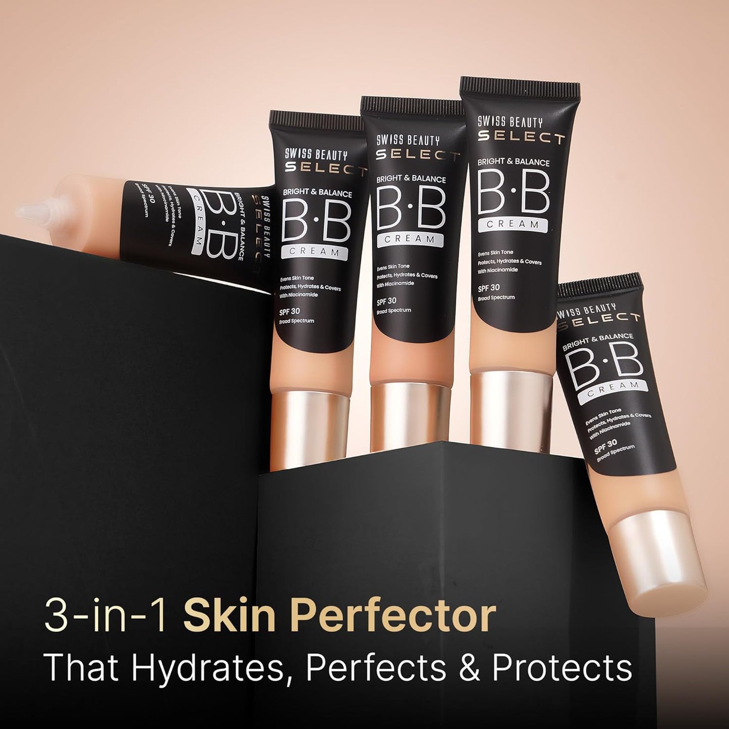 SWISS BEAUTY Select Bright&Balance Multifunctional Luminous Medium Coverage Bb Cream With Spf 30 Protects, Hydrates And Covers Infused With Niacinamide, Wheat Germ Oil Shade-That's Fair, 30G|1 Count
