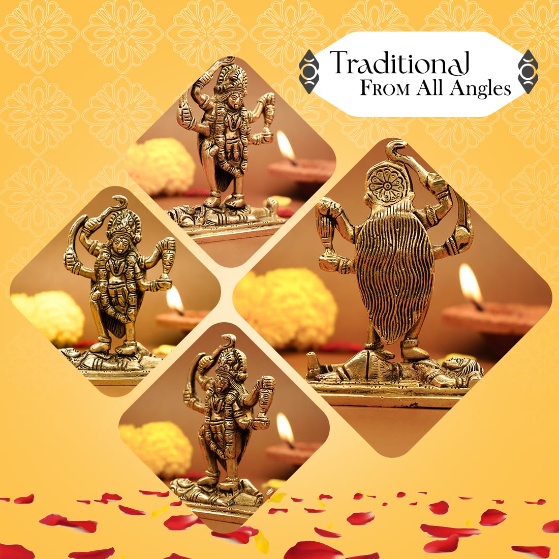 100% Pure Brass MATA Rani Murti (Size: 11 cm) | Kali Maa Idol for Car Dashboard, Pooja Room, Home Decor & Office Desk | Maa Kaali Goddess Idol | Kali MATA Murti for Home