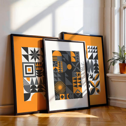 Attractive geometrics modern art wall decor framed art prints, Set of 3 Paintings for living room, bedroom and office (Theme-Minimalist) (Art-9, 10x13inch)