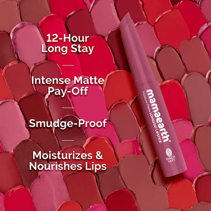 Mamaearth Moisture Matte Longstay Mini Lipstick with Avocado Oil & Vitamin E for 12 Hour Long Stay-08 Pink Tulip - 0.7 g