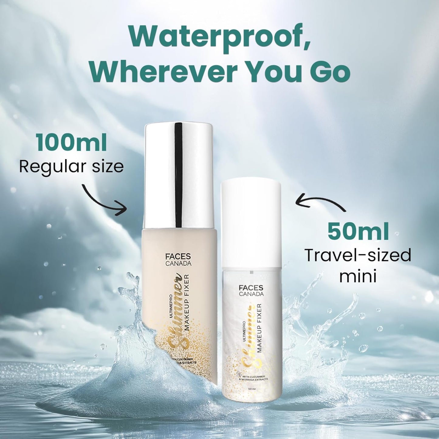 FACESCANADA Ultime Pro Shimmer Makeup Fixer, 100Ml | Long Lasting Makeup Setting Spray | Keeps Makeup Intact | Glamourous Shimmer Finish | Hydrates, Soothes & Refreshes Skin | Alcohol Free (Pack of 1)