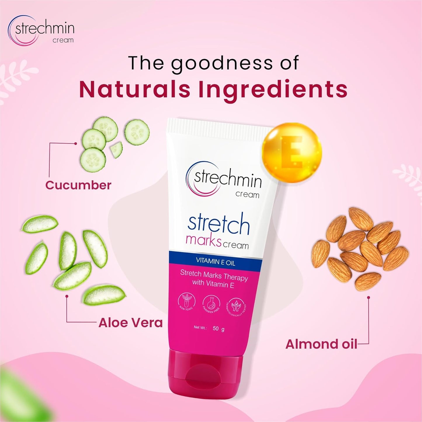Leeford Stretch Marks Cream - 50g | Targets Old & New Stretch Marks Effectively | Goodness of Almond oil, Aloevera & Cucumber | Reduce Stretch marks & Scars During Pregnancy or Weight Loss