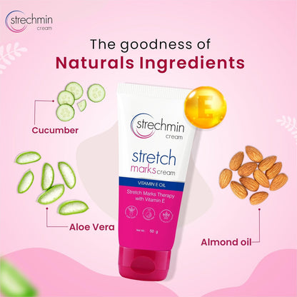 Leeford Stretch Marks Cream - 50g | Targets Old & New Stretch Marks Effectively | Goodness of Almond oil, Aloevera & Cucumber | Reduce Stretch marks & Scars During Pregnancy or Weight Loss