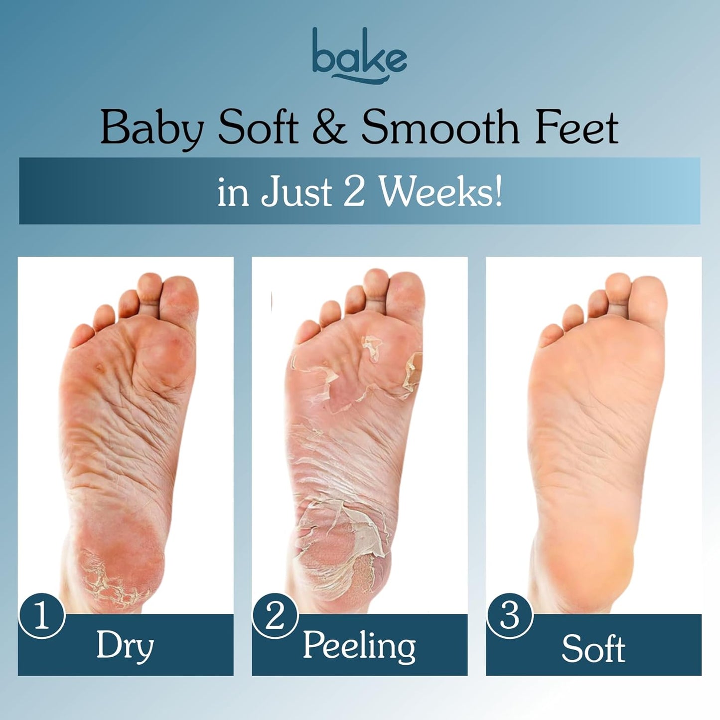 BAKE AHA + BHA Peeling & Exfoliating Foot Mask For Baby Soft Feet with Lactic Acid & 1% Salicylic Acid | Reduces Dry Skin & Hard Calluses | Hydrates Skin, Fades Marks & Removes Hard Skin | For Men & Women