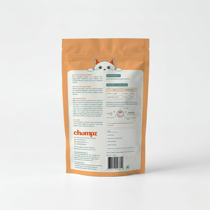 Chompz Pumpkin Powder for Cats | 50g Digestive Fibre Supplement | 100% Dehydrated Pumpkin | Supports Digestion & Stool Health | Food Topper | Scooper Included | 50+ Servings | For Kittens & Adult Cats