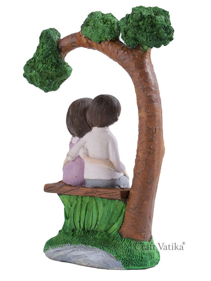 Romantic Love Couple Sitting on Bunch Miniature Statue Showpiece for Gift Husband Wife Girlfriend Boyfriend Girls Boys, Home Decor Items