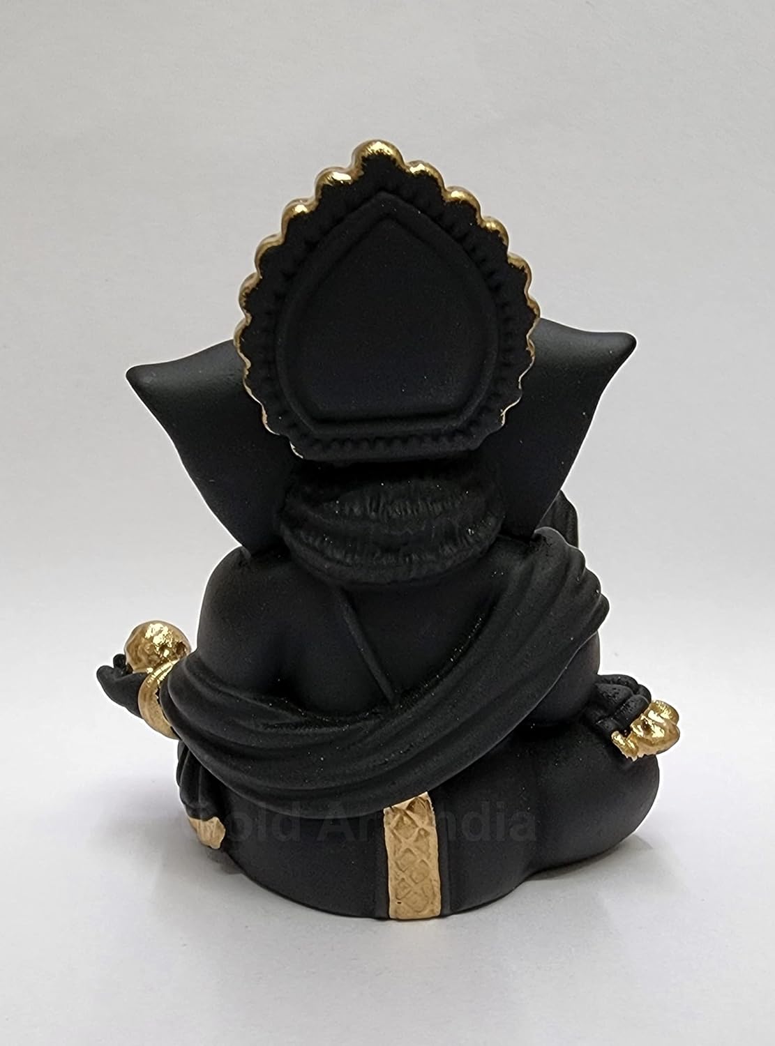 Gold Art India Terracotta Black Gaddi Ganesha for Car Dashboard Home Decor Gifting Diwali Birthday Festivals (GaddiTerracottaBlack)