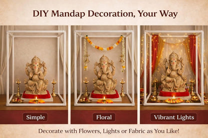 SAUDEEP INDIA 40cm Ganpati Mandap for Ganesh Chaturthi Idol Home Decor | Ganesh Murti Sthapana Stand | DIY Pooja Pandal Backdrop Frame Setup | Home Temple Ganpati Bappa Idol Platform