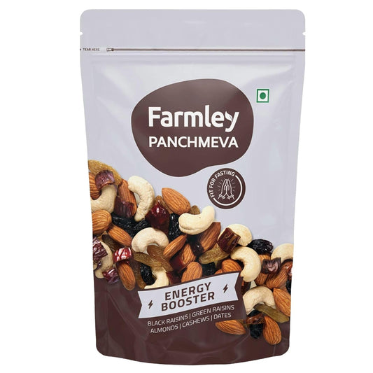 Farmley Panchmeva Dry Fruits Mix, 160g, I Fit for Fasting | Healthy Snacks Mixed Nuts Cotain Almonds, Cashews, Dates, Black Raisin, Green Raisin