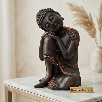 Buddha Idol Statue | Show Pieces for Home Decor Living Room (Antique Copper)
