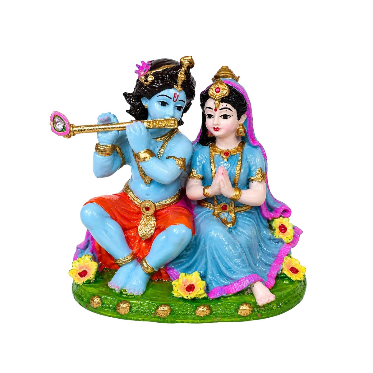 Divine Radha Krishna Car Dashboard Idol | Resin Figurine, 4cm Breadth, 96g Weight