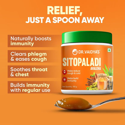 Dr. Vaidya’s Sitopaladi – 100% Ayurvedic Remedy for Cough, Cold & Immunity Support during Winter, 100g | Sitopaladi for Respiratory Health & Phlegm Relief