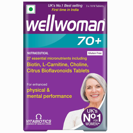 WELLWOMAN 70+ Multivitamins For Women Over Age 70 With Biotin,Isoflavones,Zinc,Vitamind To Support Physical & Mental Health,Improve Cognitive Function & Energy Levels Vegetarian,1 count,30 capsules