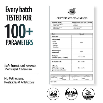 Zandu Shilajit Cool Rush Caps 60N: The 1st Ever Himalayan Shilajit with heat balancing ingredients | All Season Energy | Boost Strength & Stamina | Rich in fulvic acid