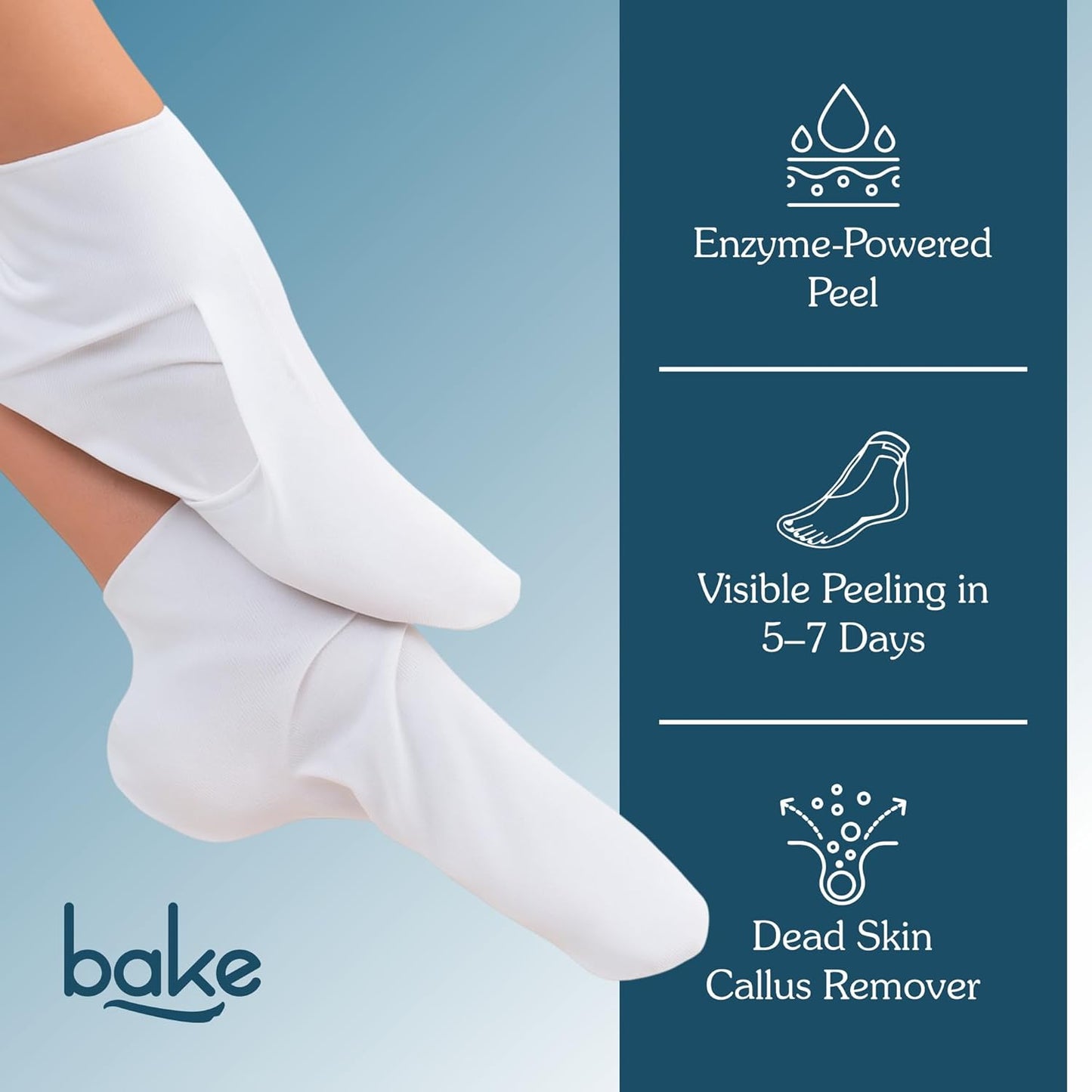 BAKE AHA + BHA Peeling & Exfoliating Foot Mask For Baby Soft Feet with Lactic Acid & 1% Salicylic Acid | Reduces Dry Skin & Hard Calluses | Hydrates Skin, Fades Marks & Removes Hard Skin | For Men & Women