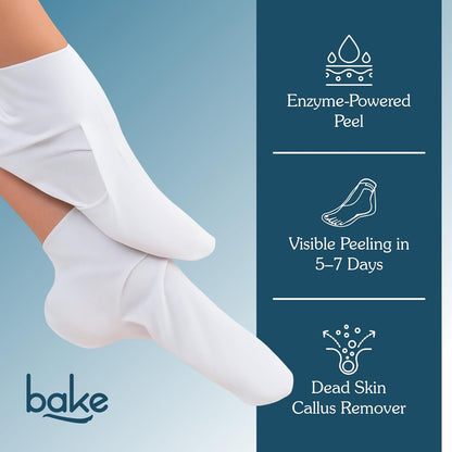 BAKE AHA + BHA Peeling & Exfoliating Foot Mask For Baby Soft Feet with Lactic Acid & 1% Salicylic Acid | Reduces Dry Skin & Hard Calluses | Hydrates Skin, Fades Marks & Removes Hard Skin | For Men & Women