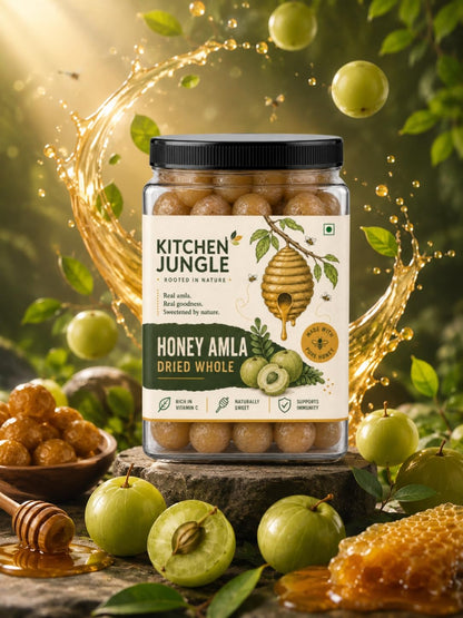 Kitchen Jungle Honey Amla Dried Candy 1000g | Sweet & Tangy Indian Gooseberry Candy | Traditional Avla Mukhwas | Soft Chewy Dried Amla Treat Toffee