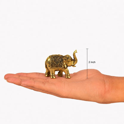 2 Inch Pure Brass Elephant Idol | Decorative Vastu Showpiece for Home Temple, Mandir, Pooja Room, Office Desk | Ideal for Pooja, Diwali, Auspicious Gifting & Spiritual Home Decor