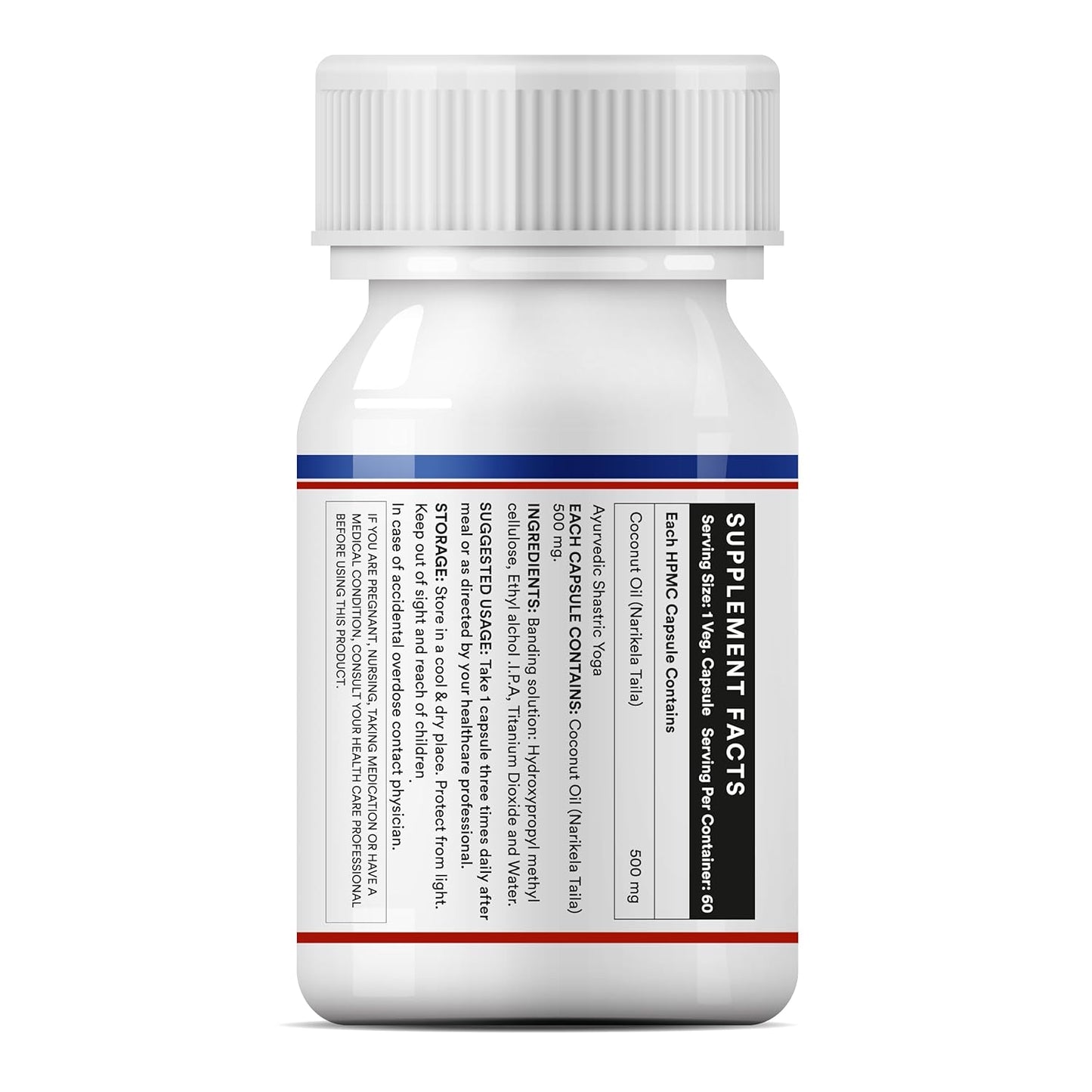 INLIFE Coconut Oil Capsules | Extra Virigin Cold Pressed | 500mg per Serving | Supports Keto & Well-being - 60 Vegetarian Capsules (Pack of 1)